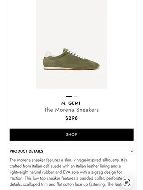 M. Gemi Morena Olive Suede Sneakers with White Heel Tab